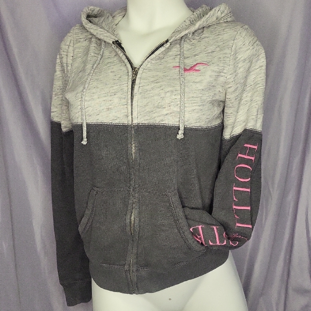 Hollister Two-Tone Gray and Pink Hoodie